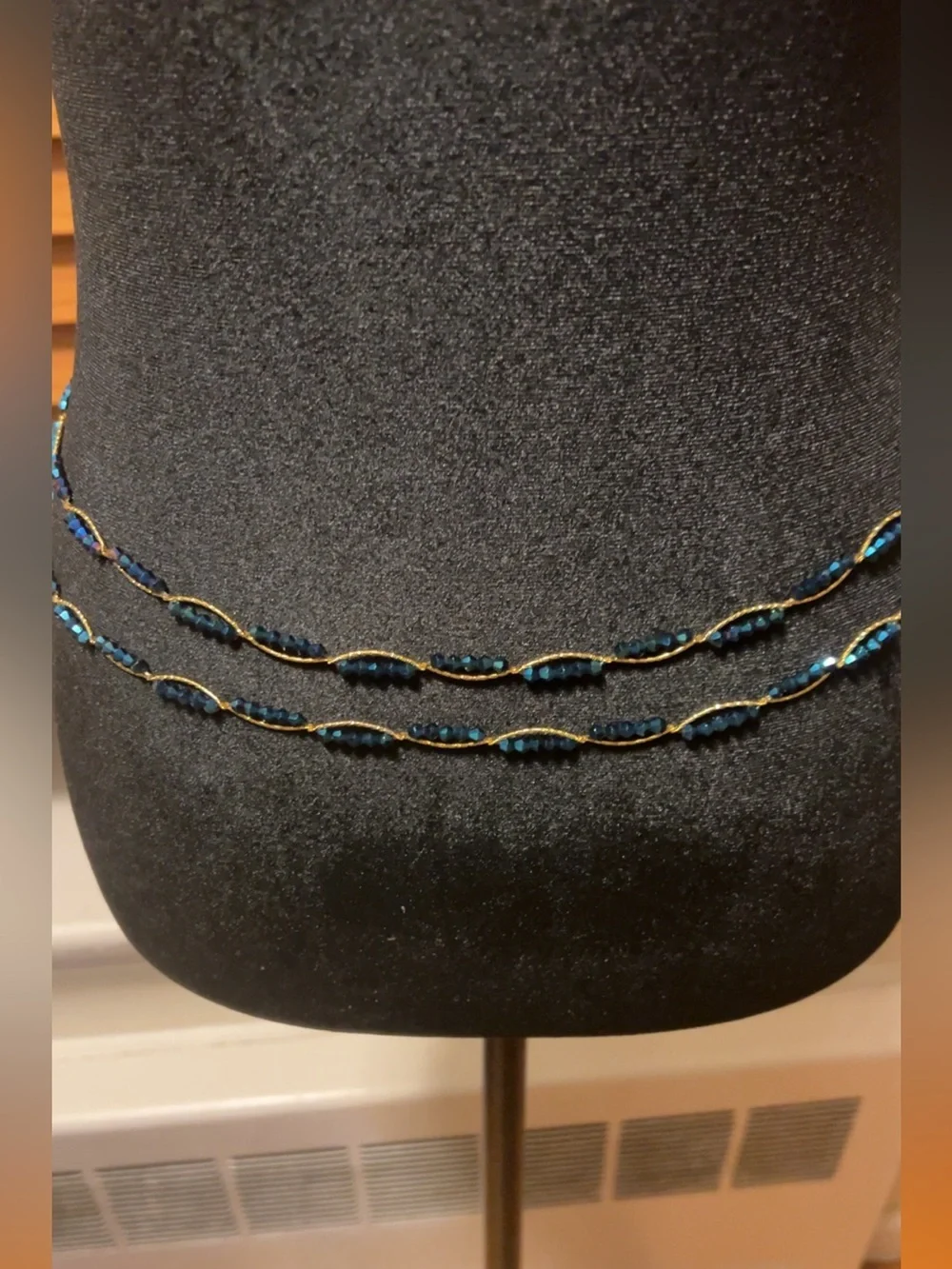 Handmade Beaded Waist Chain –blue Adjustable Gold-Tone Boho Belly Jewelry